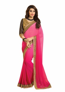 Pink Georgette Party Wear Saree With Blouse