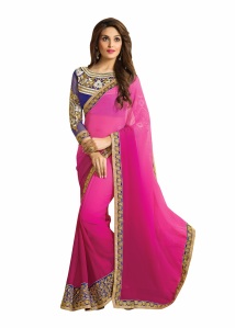 Pink Chiffon Party Wear Saree With Blouse