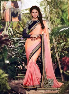 Jennifer Winget Peach and Pink Satin Saree With Blouse