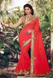 Jennifer Winget Red Georgette Saree With Blouse